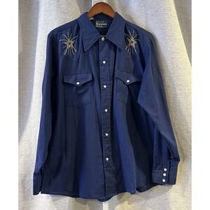 Vintage Dee Cee Rappers Shirt‎ Mens Large Blue Button Up USA